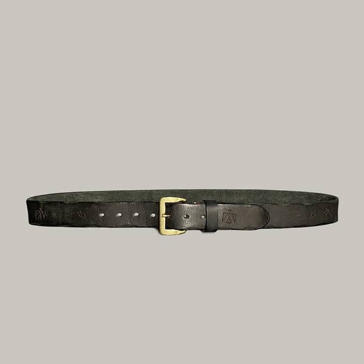 Casual Retro Laser Engraved Totem Pattern Leather Belt - image 11