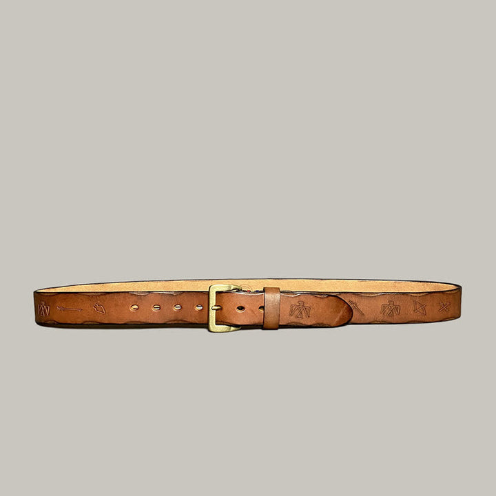Casual Retro Laser Engraved Totem Pattern Leather Belt - image 25