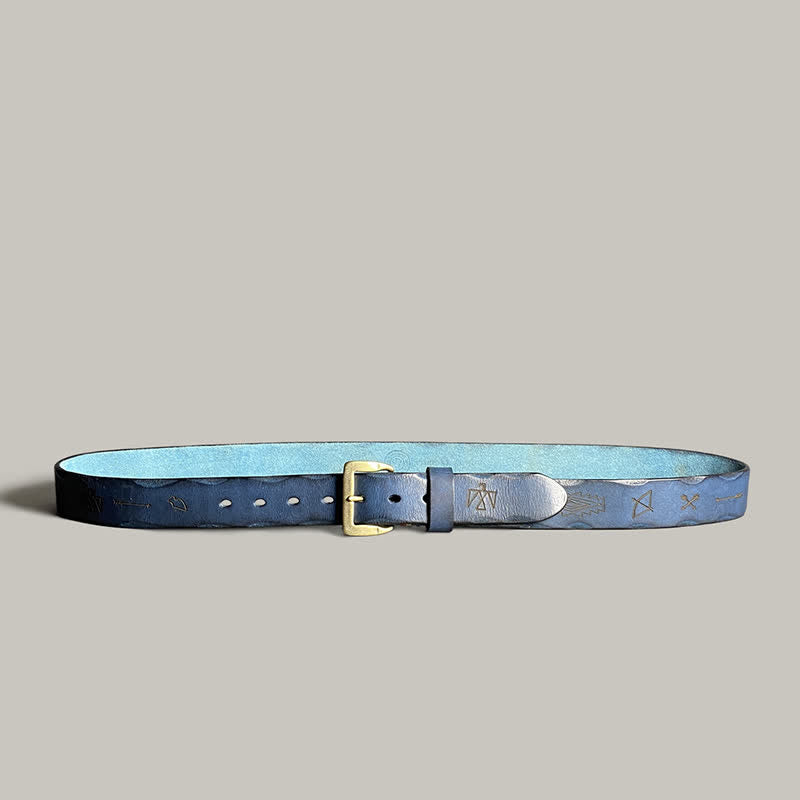 Casual Retro Laser Engraved Totem Pattern Leather Belt - image 20