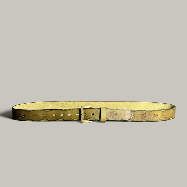 Casual Retro Laser Engraved Totem Pattern Leather Belt - image 15