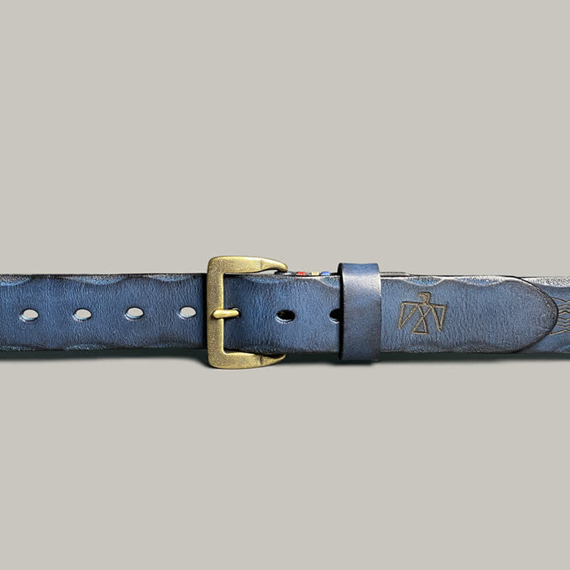 Casual Retro Laser Engraved Totem Pattern Leather Belt - image 21