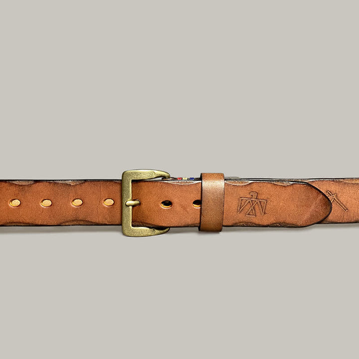 Casual Retro Laser Engraved Totem Pattern Leather Belt - image 26