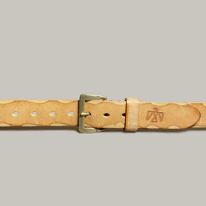 Casual Retro Laser Engraved Totem Pattern Leather Belt - image 5