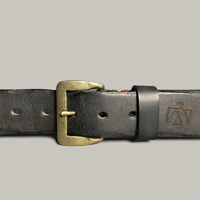 Casual Retro Laser Engraved Totem Pattern Leather Belt - image 10