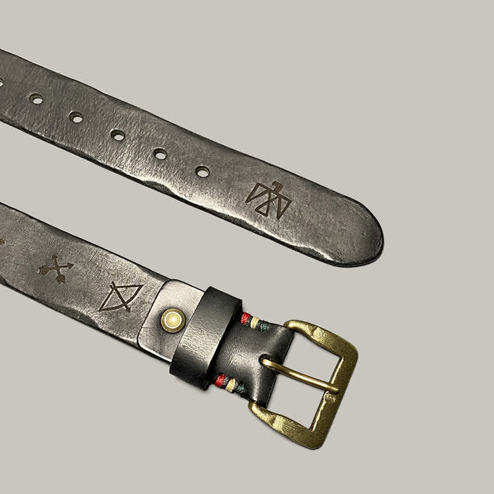 Casual Retro Laser Engraved Totem Pattern Leather Belt - image 8