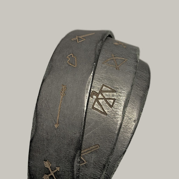 Casual Retro Laser Engraved Totem Pattern Leather Belt - image 12