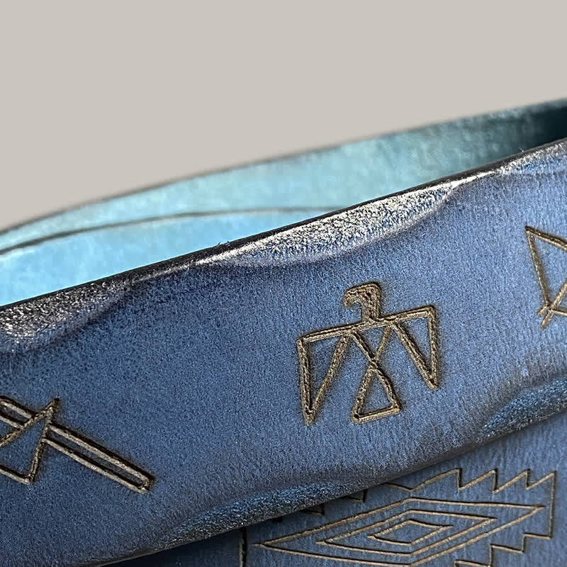 Casual Retro Laser Engraved Totem Pattern Leather Belt - image 22