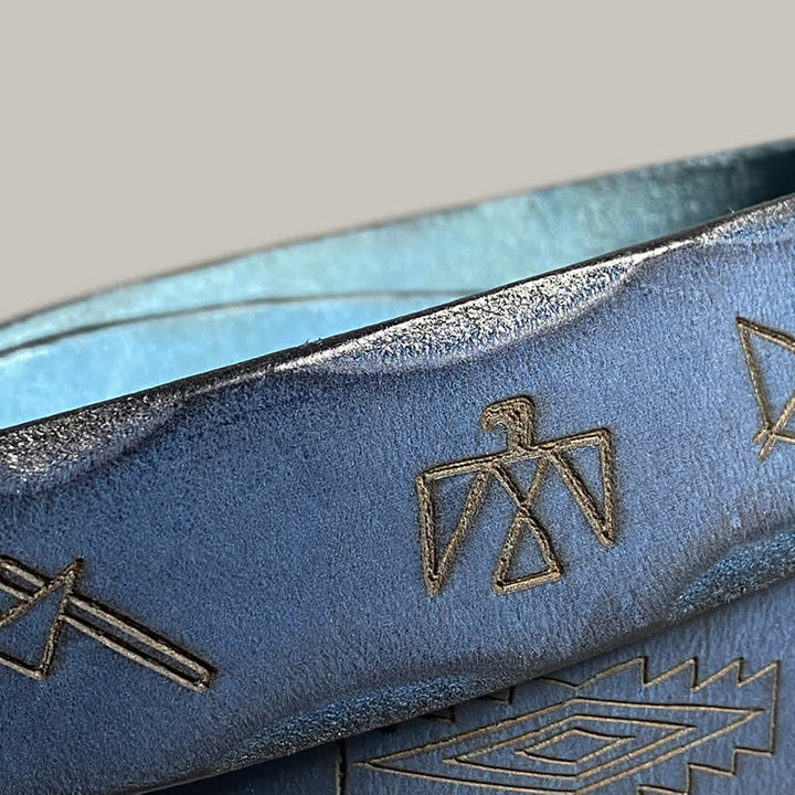 Casual Retro Laser Engraved Totem Pattern Leather Belt - image 22