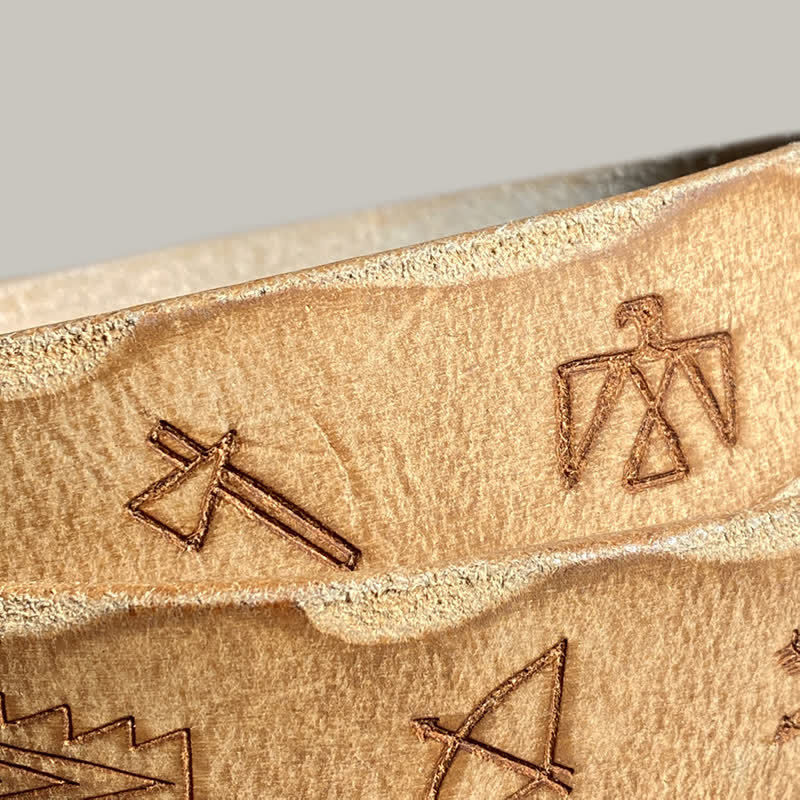 Casual Retro Laser Engraved Totem Pattern Leather Belt - image 2