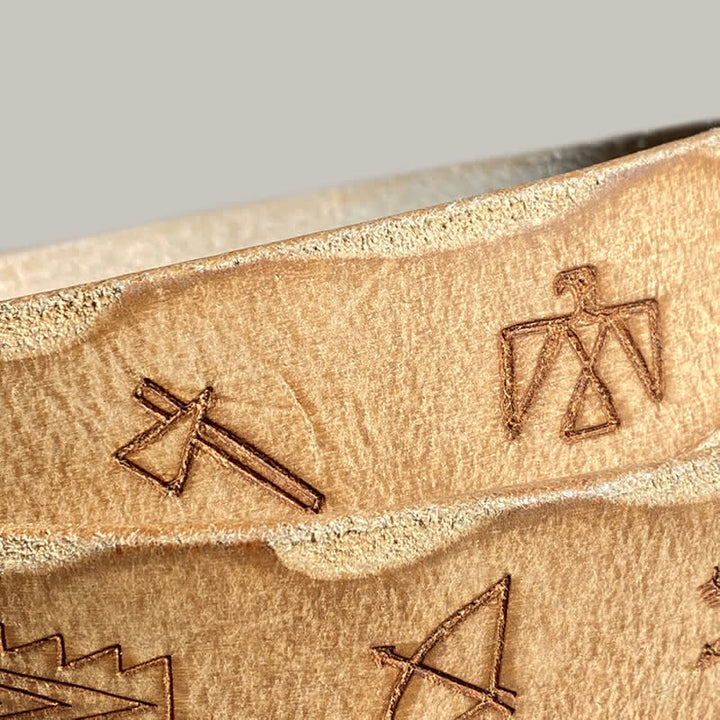 Casual Retro Laser Engraved Totem Pattern Leather Belt - image 2