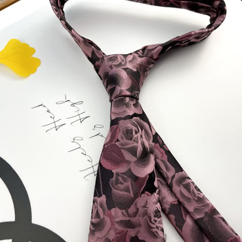 Men's Casual Personality Large Rose Floral Necktie - image 1