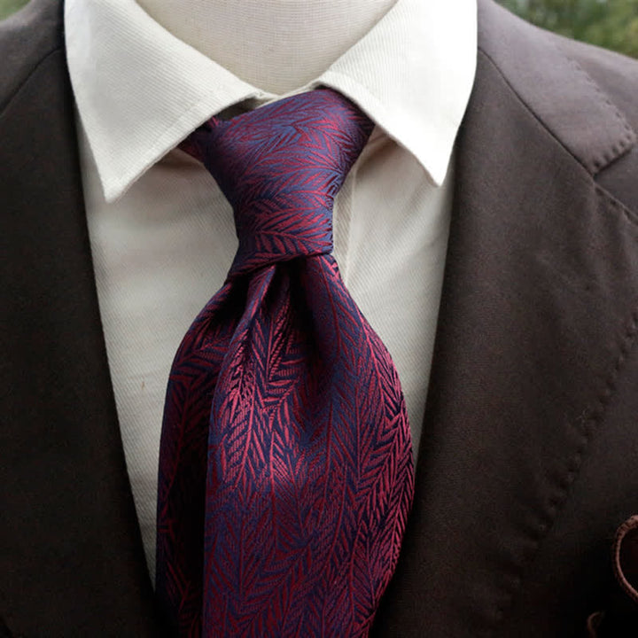 Men's Daily Slim Leaves Classic Floral Necktie - Burgundy - image 2