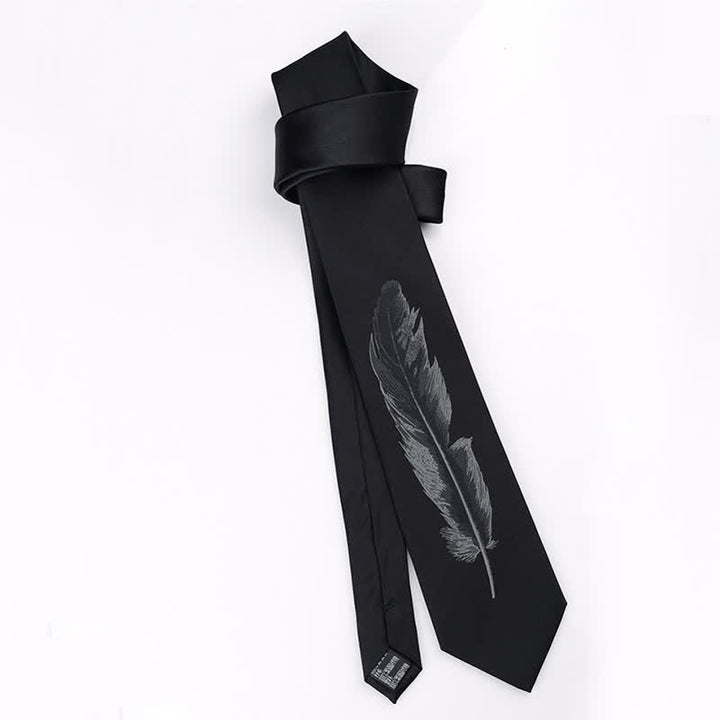 Men's Black & Gray Angel Feather Pattern Necktie - image 6
