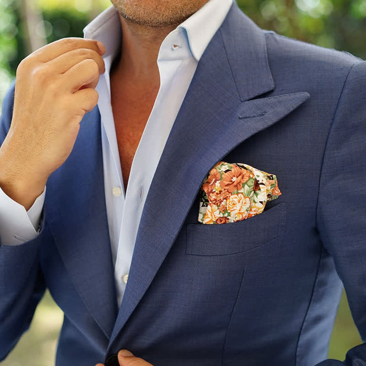 Muted Orange Floral Cotton Pocket Square - image 1