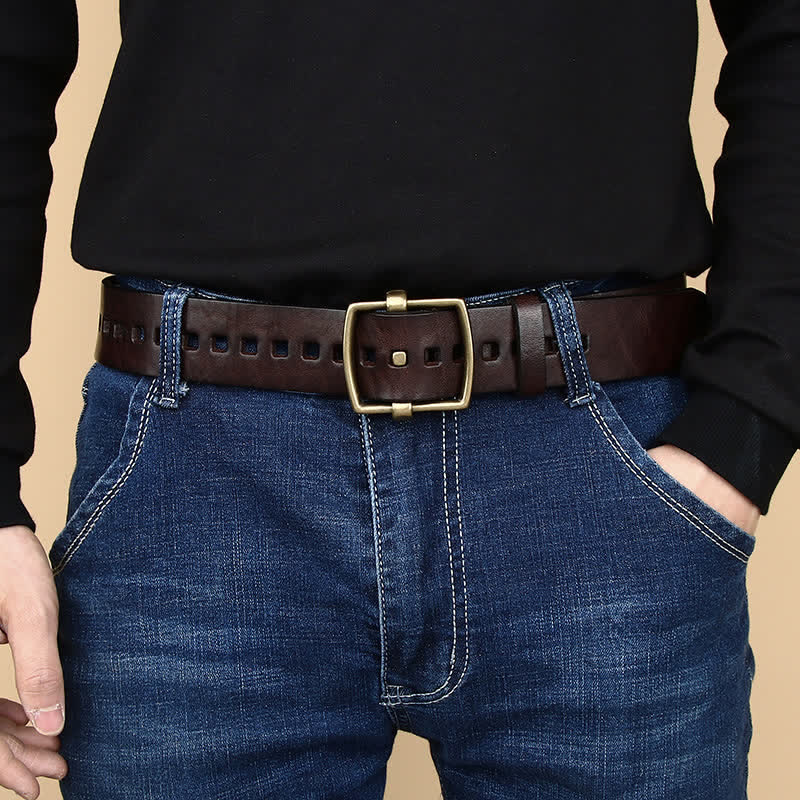 Unique Solid Brass Pin Buckle Leather Belt - image 1