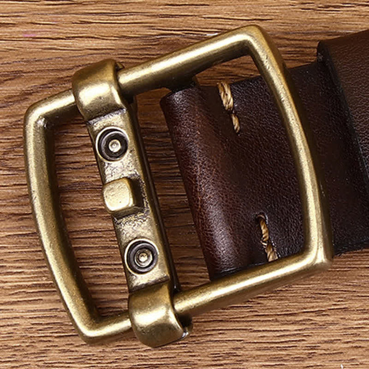 Unique Solid Brass Pin Buckle Leather Belt - image 3