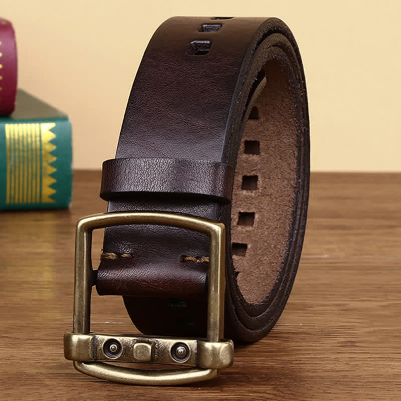 Unique Solid Brass Pin Buckle Leather Belt - image 2