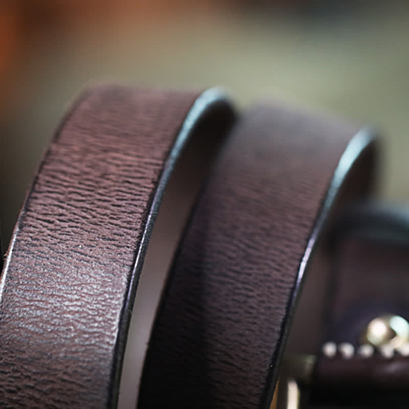 Hand-Made Sewing Retro Jeans Genuine Leather Belt - image 5