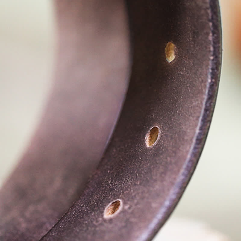 Hand-Made Sewing Retro Jeans Genuine Leather Belt - image 6