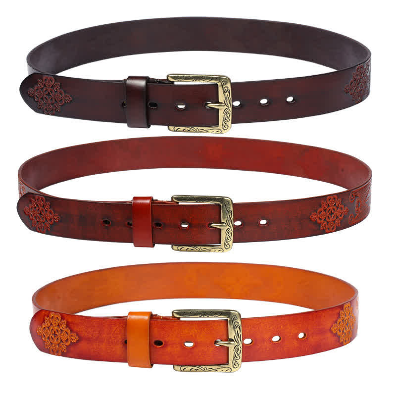 Medieval Exotic Embossed Pattern Leather Belt - image 1