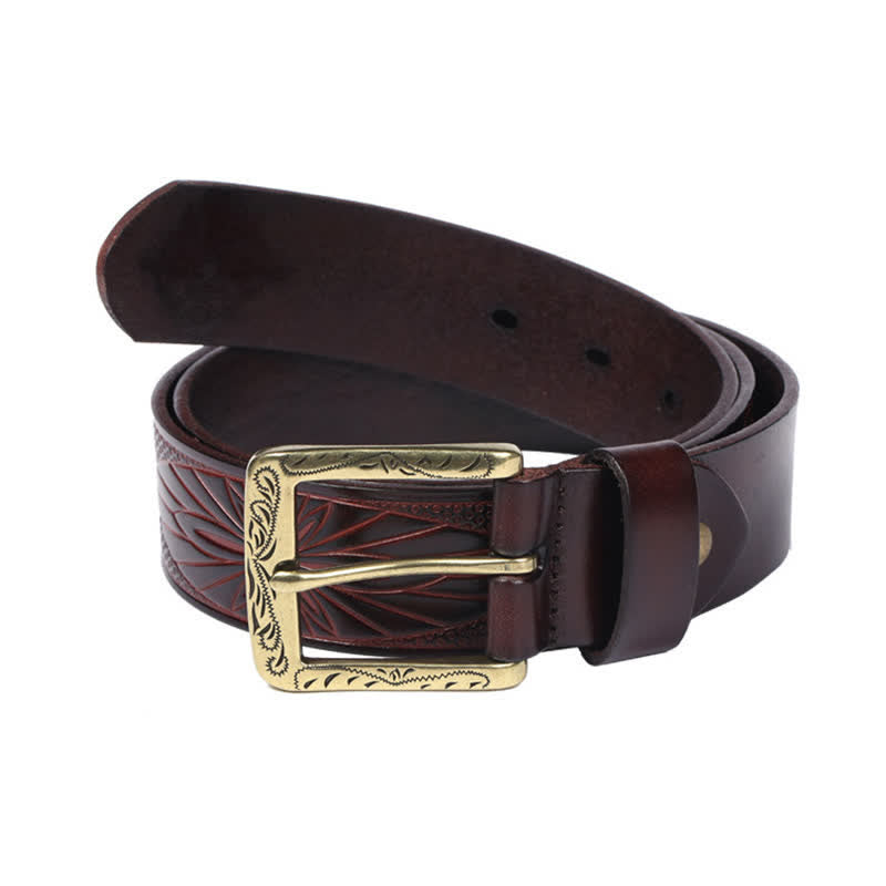 Medieval Exotic Embossed Pattern Leather Belt - image 5