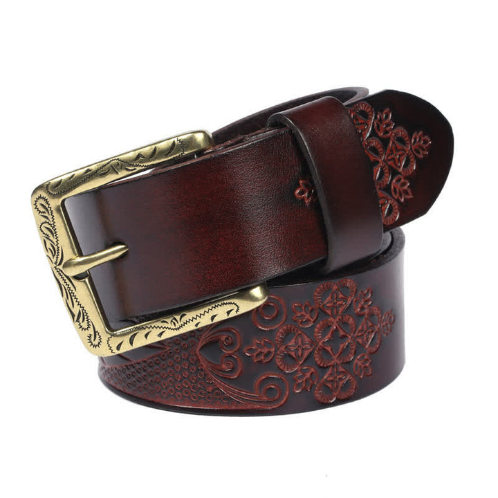 Medieval Exotic Embossed Pattern Leather Belt - image 3