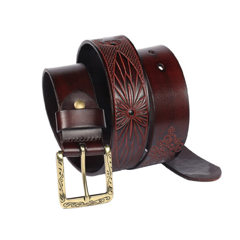 Medieval Exotic Embossed Pattern Leather Belt - image 4