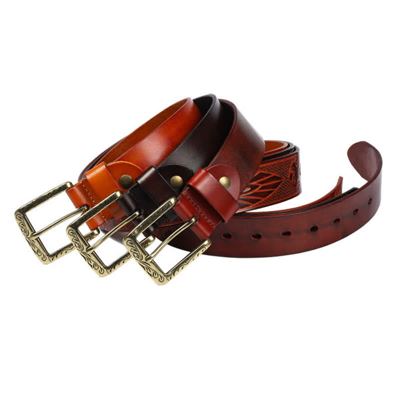 Medieval Exotic Embossed Pattern Leather Belt - image 2