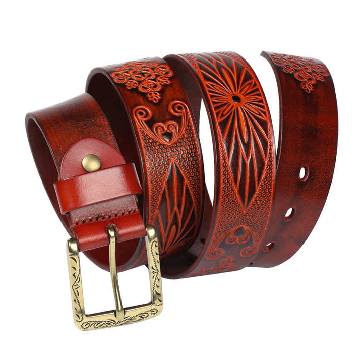 Medieval Exotic Embossed Pattern Leather Belt - image 14