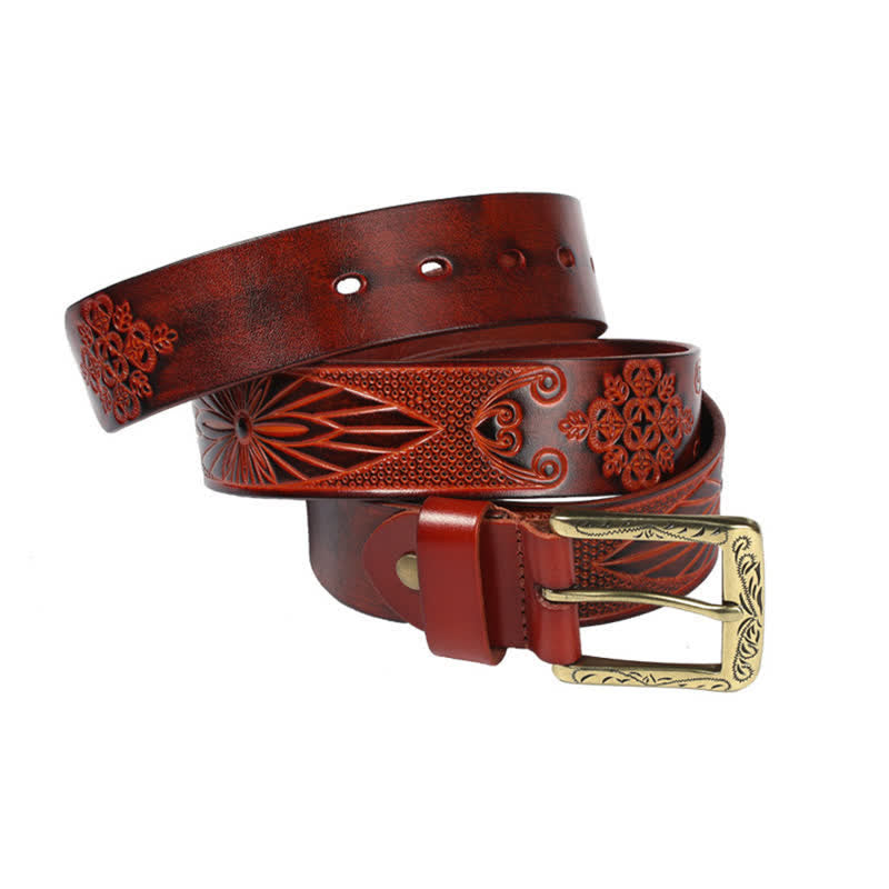 Medieval Exotic Embossed Pattern Leather Belt - image 15