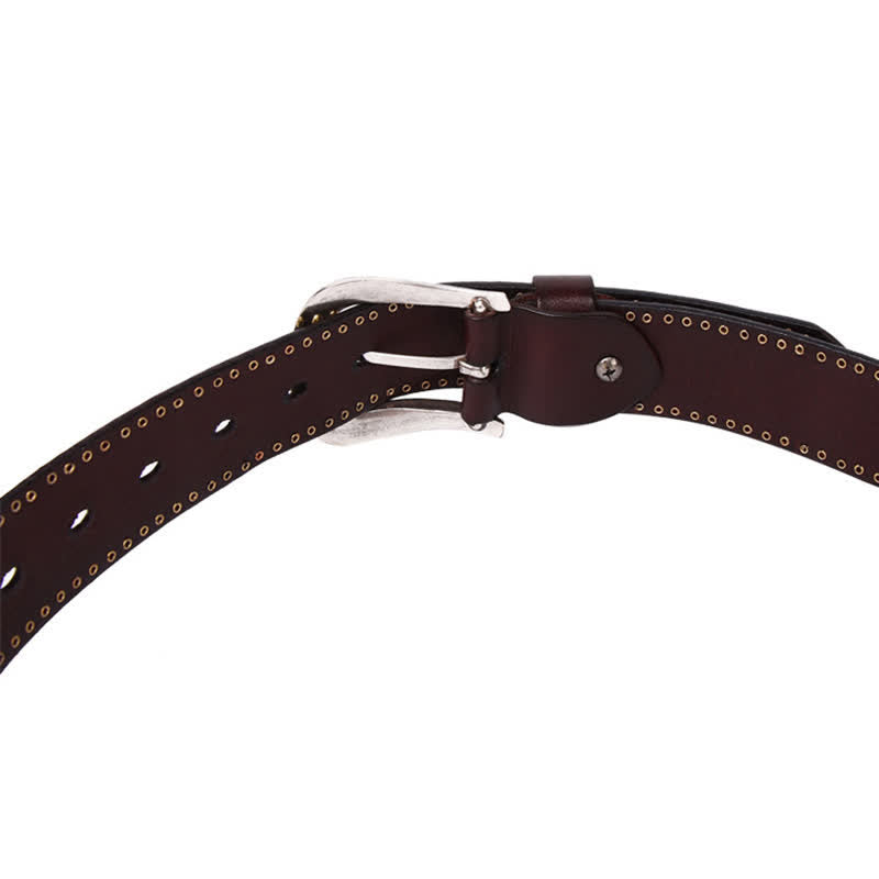 Weatern Style Five-Pointed Star Rivets Leather Belt - image 8