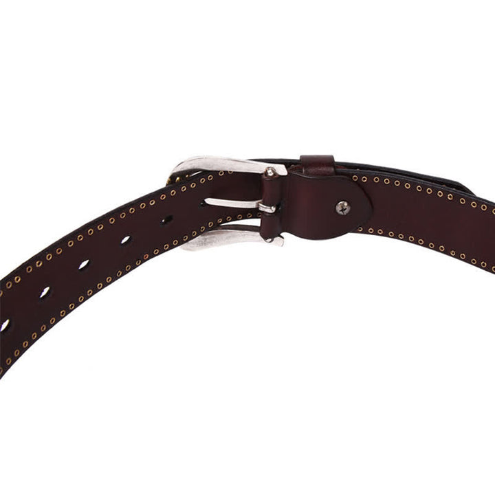 Weatern Style Five-Pointed Star Rivets Leather Belt - image 8