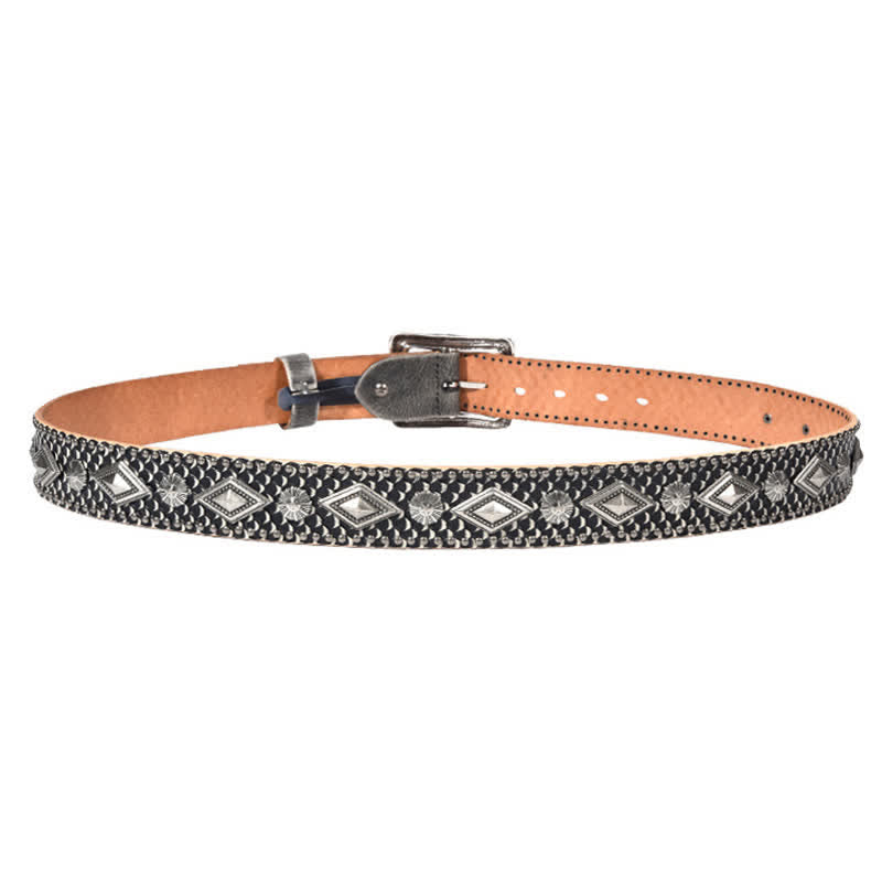 Personality Snake Skin Pattern Rivets Leather Belt - image 5