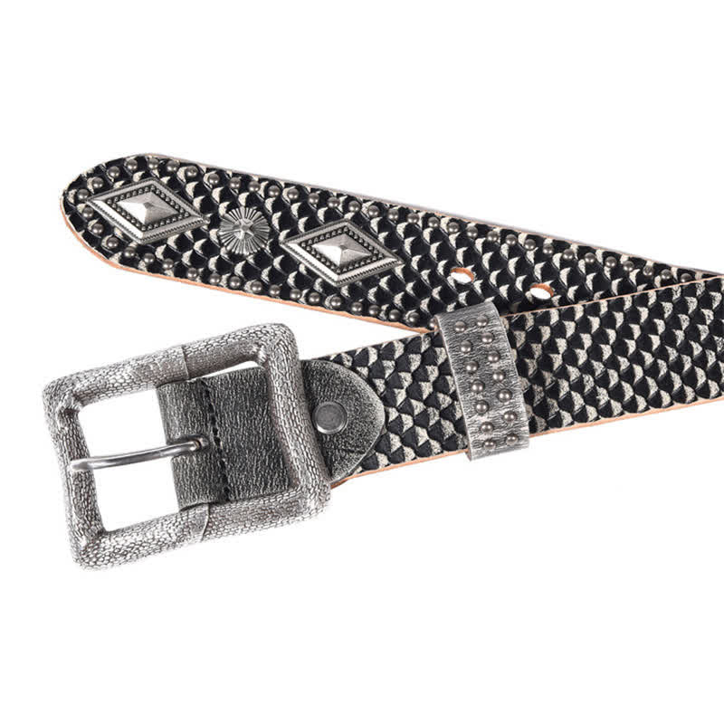 Personality Snake Skin Pattern Rivets Leather Belt - image 6