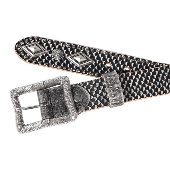Personality Snake Skin Pattern Rivets Leather Belt - image 6