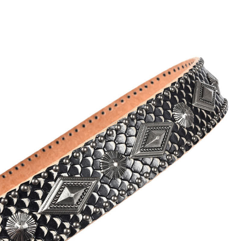 Personality Snake Skin Pattern Rivets Leather Belt - image 8