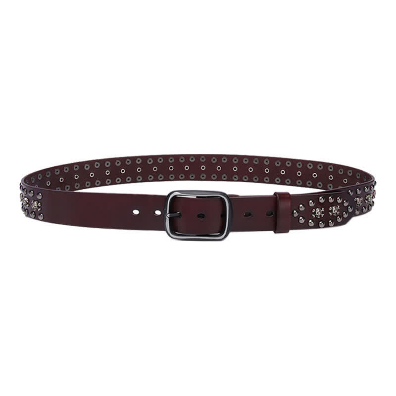Studded Gothic MIni Skull Rivets Leather Belt - image 12