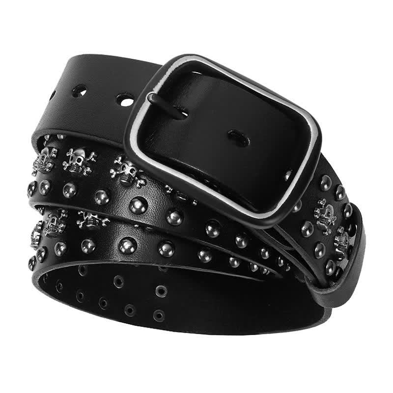 Studded Gothic MIni Skull Rivets Leather Belt - image 5
