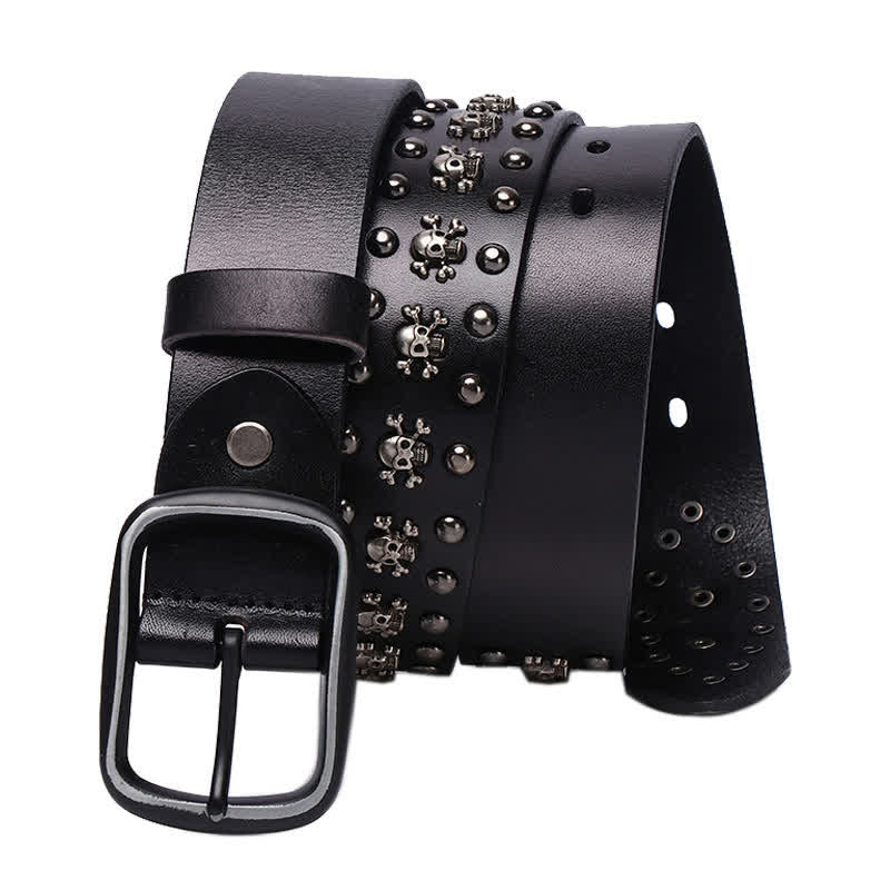 Studded Gothic MIni Skull Rivets Leather Belt - image 4