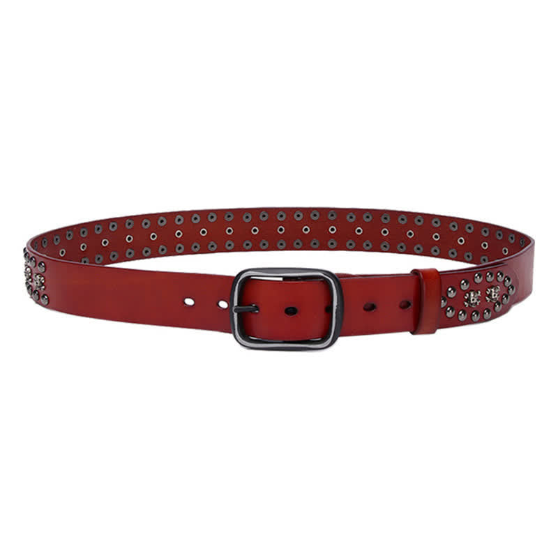 Studded Gothic MIni Skull Rivets Leather Belt - image 15