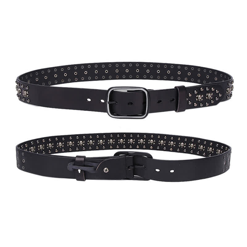 Studded Gothic MIni Skull Rivets Leather Belt - image 7