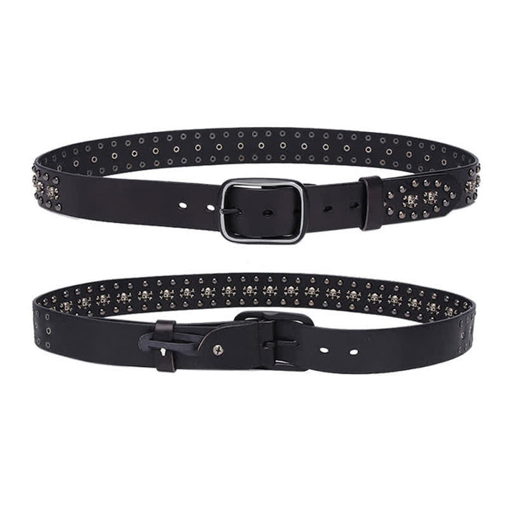 Studded Gothic MIni Skull Rivets Leather Belt - image 7