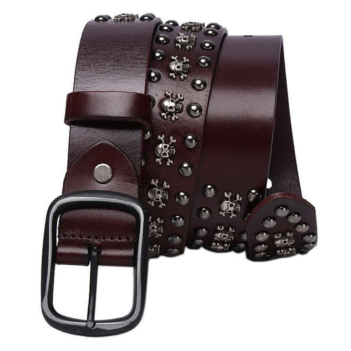 Studded Gothic MIni Skull Rivets Leather Belt - image 11