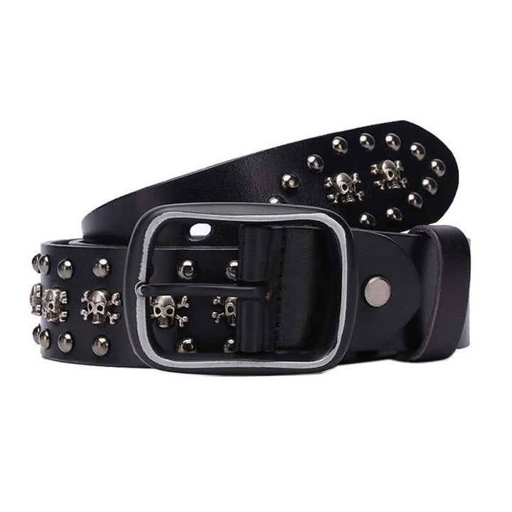 Studded Gothic MIni Skull Rivets Leather Belt - image 6
