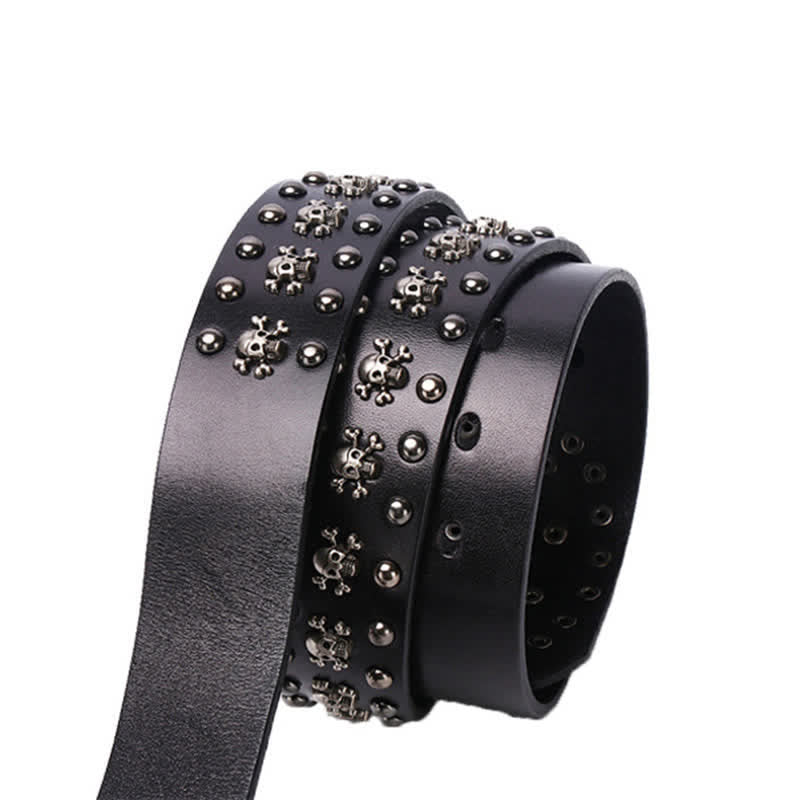 Studded Gothic MIni Skull Rivets Leather Belt - image 9