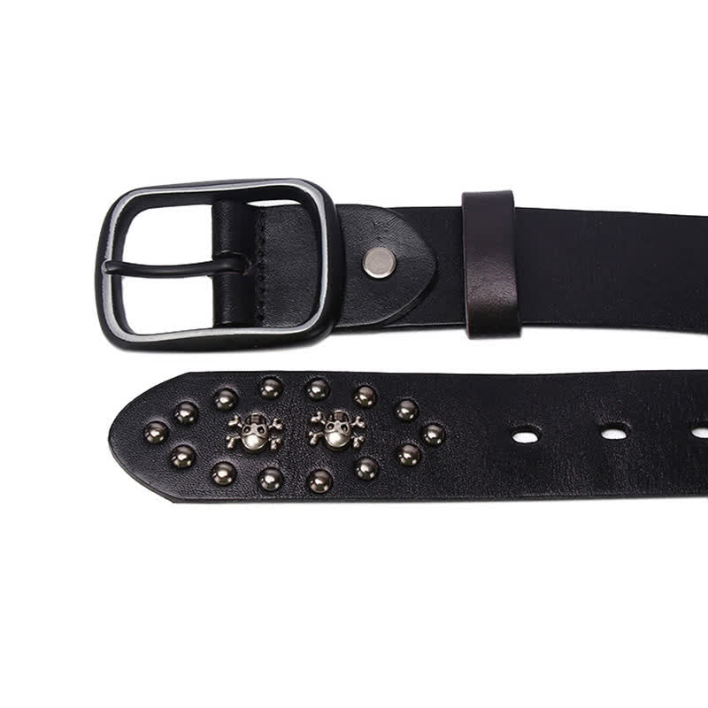 Studded Gothic MIni Skull Rivets Leather Belt - image 8