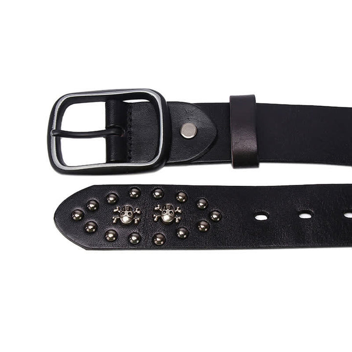 Studded Gothic MIni Skull Rivets Leather Belt - image 8