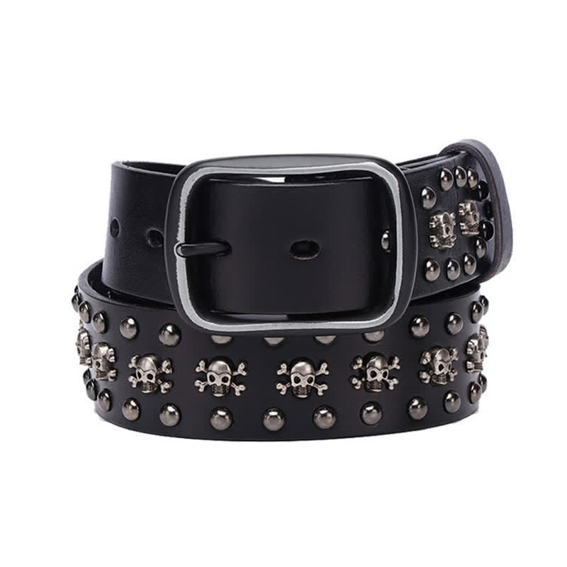 Studded Gothic MIni Skull Rivets Leather Belt - image 3