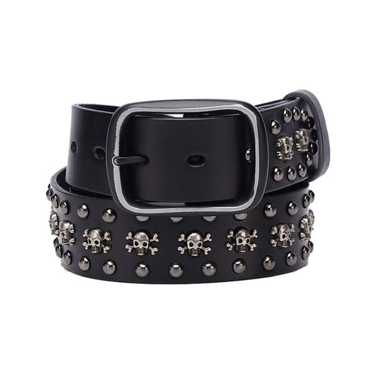 Studded Gothic MIni Skull Rivets Leather Belt - image 3