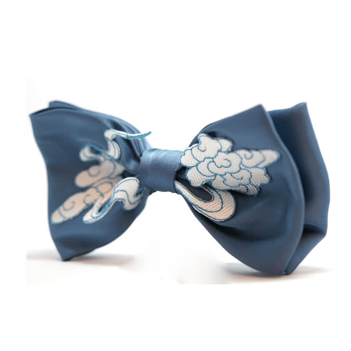 Men's Blue & White Cloud Double Layered Bow Tie - image 1